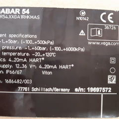 Vegabar54 br54.xxga 1rhkmas pressure transmitter
