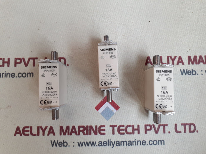Lot of 3X Siemens 3na3 805 fuse 16A
