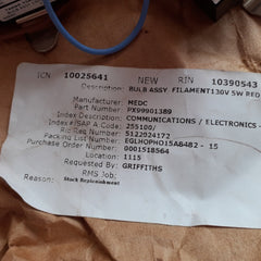 Lot Of 2X Px99901389 Filament130V 5W Red Bulb Assembly
