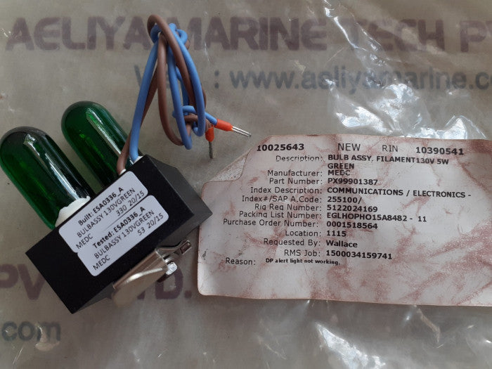 Lot Of 2X Px99901387 130V Green Bulb Assy