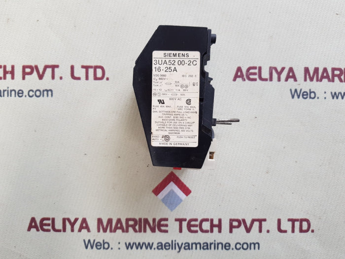 Siemens 3Ua 52 00-2C-16-25A Overload Relay 600 Vac 45A