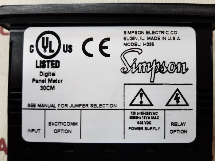Simpson h335-3-46-0-0-0 digital panel meter