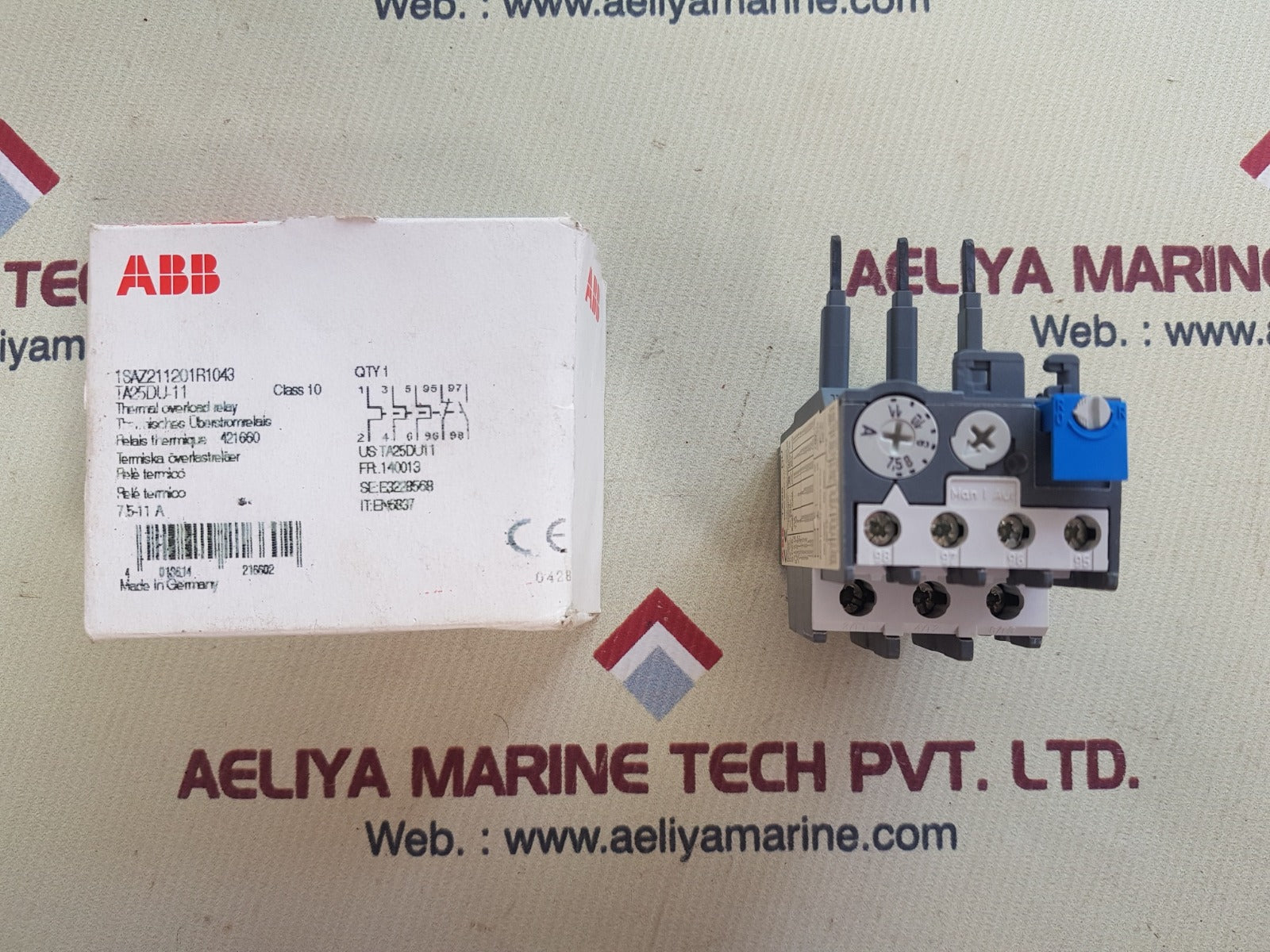 ABB Ta25du Overload Thermal Relay 7.5 Amp To 11 Amp 690v