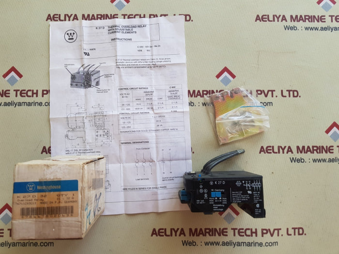 Westinghouse k 27 d overload relay