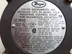 Dwyer 1950-20-2f explosion proof pressure switch