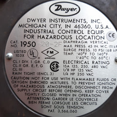 Dwyer 1950-20-2f explosion proof pressure switch