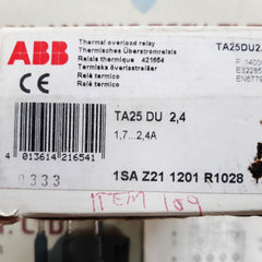 Abb ta25du 2,4 thermal overload relay 1.7-2.4A new