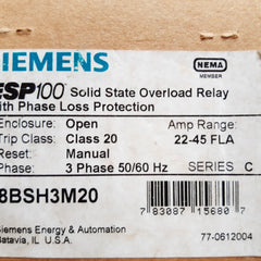 Siemens 48bsh3m20 esp100 solid state overload relay ser.C