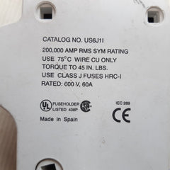 Gould ultrasafe us6j1i fuse holder 600V 60A