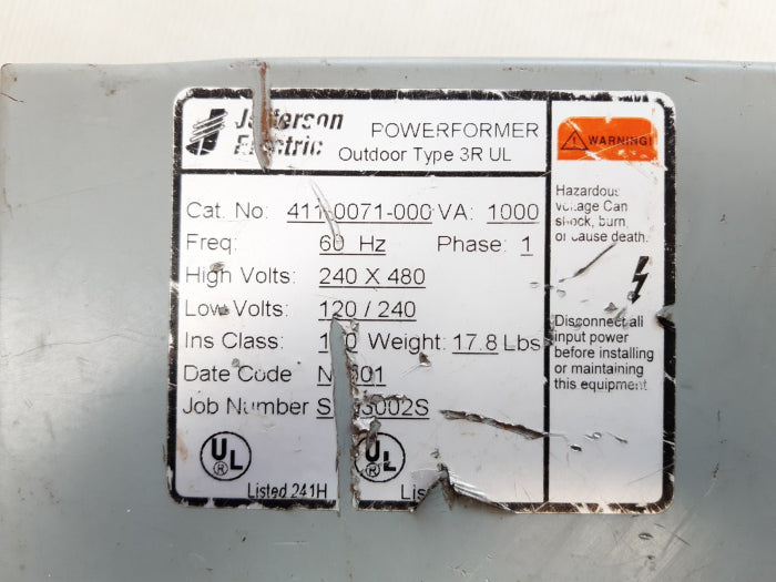 Jefferson electric 3r ul powerformer outdoor 411-0071-000