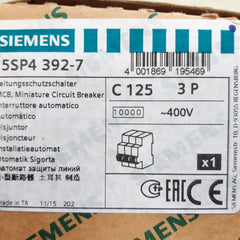 Siemens 5sp4 392-7 3p c125 mcb miniature circuit breaker