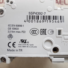 Siemens 5sp4 392-7 3p c125 mcb miniature circuit breaker