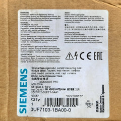 Siemens 20-200a current measuring module 3uf7103-1ba00-0