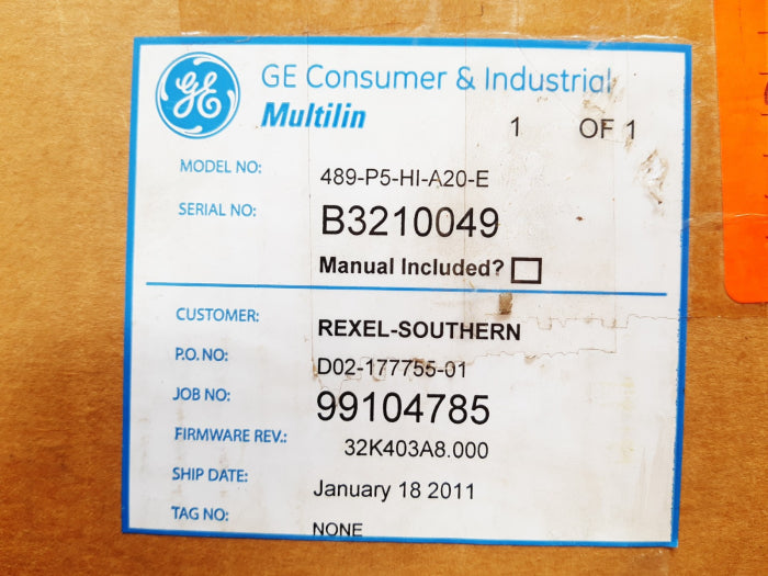 Ge multilin 489-p5-hi-a20-e generator management relay
