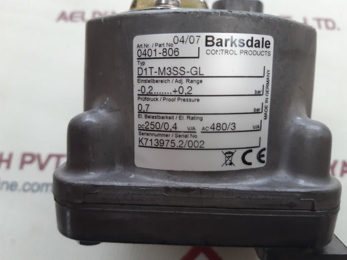 Barksdale d1t-m3ss-gl diffrential pressure switch