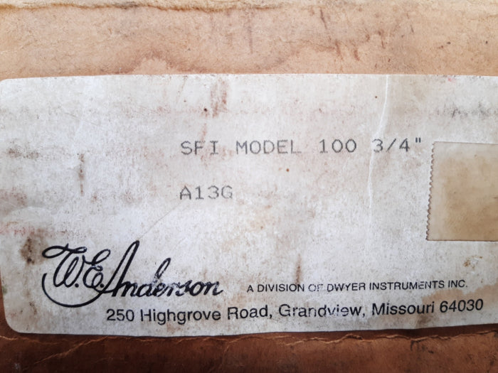 W.e.anderson 100 size 3/4" midwest sight flow indicator 125psig