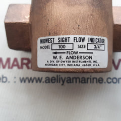 W.e.anderson 100 size 3/4" midwest sight flow indicator 125psig