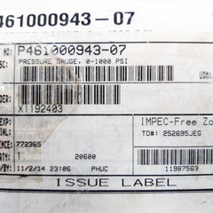 Nov p461000943-07 pressure gauge 0-1000 psi, 0-70bar
