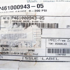 Nov p461000943-05 pressure gauge 0-200 psi,0-14 bar