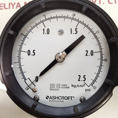 Ashcroft duragauge aisi 316 socket gauge 0-35 psi, 0-2.5 kg/cm2