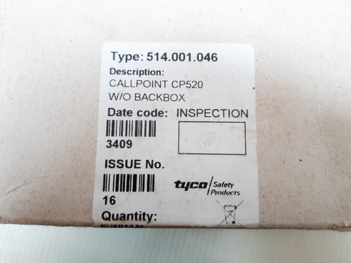 Thorn security/tyco cp520 514.001.046 manual call point