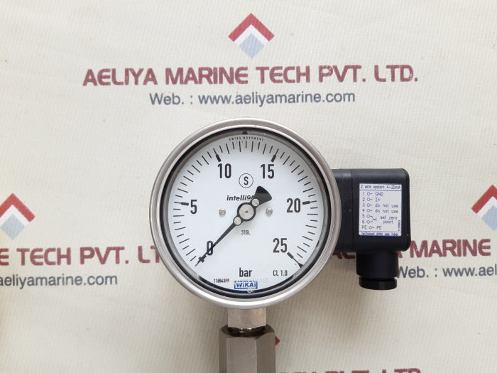 Wika pgt23.100 flange diaphragm with gauge 0 to 25 bar