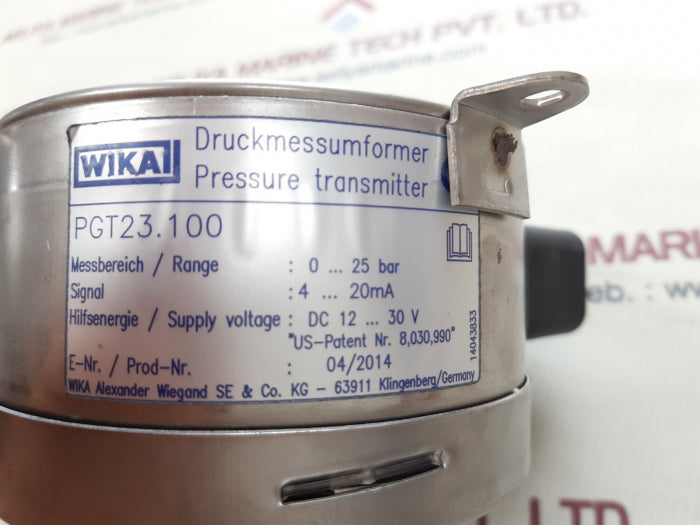 Wika pgt23.100 flange diaphragm with gauge 0 to 25 bar