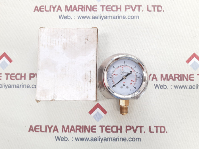 En 837-1 Glycerine Oil Filled Pressure Gauge Cl.1.6 0-6Bar 0-86Psi