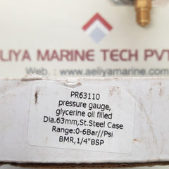 En 837-1 Glycerine Oil Filled Pressure Gauge Cl.1.6 0-6Bar 0-86Psi