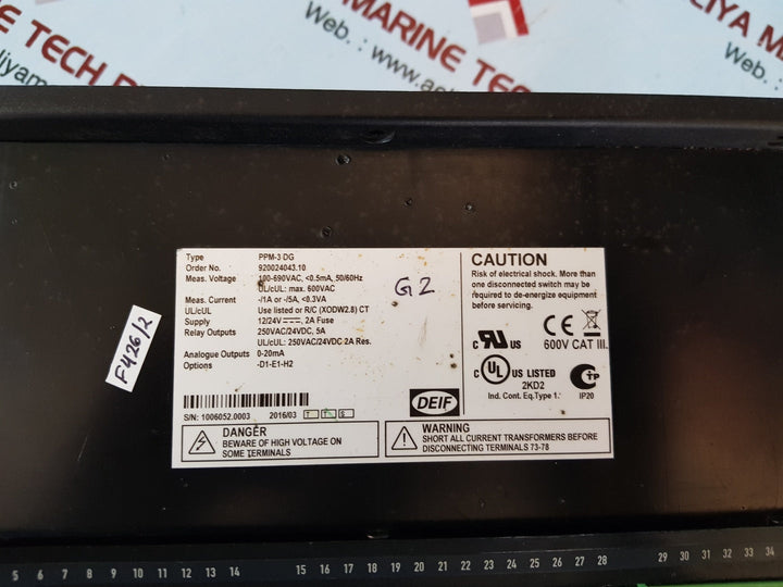 Deif Ppm-3-dg Protection And Power Management Meas.Voltage:100-690Vac, 0.5Ma