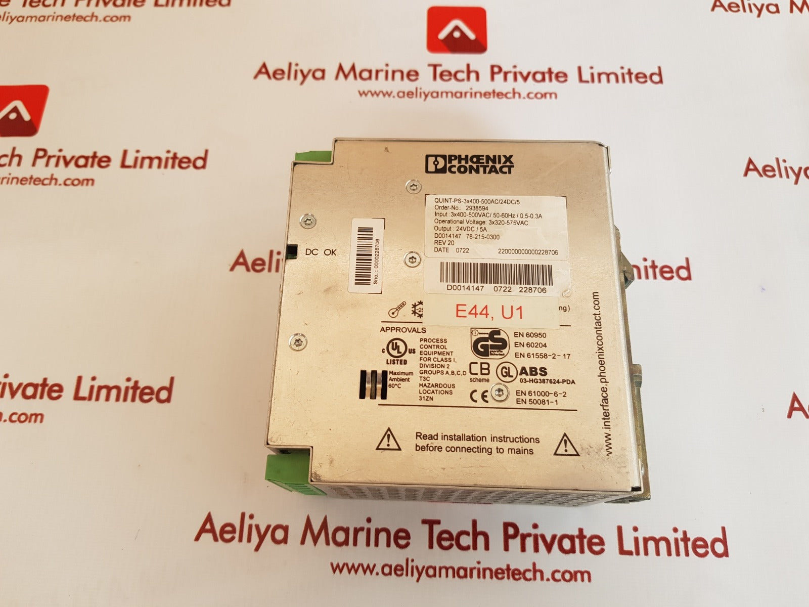 Phoenix Contact Quint-ps-3X400-500Ac/24Dc/5 Power Supply Dc 24V 5A Rev 20
