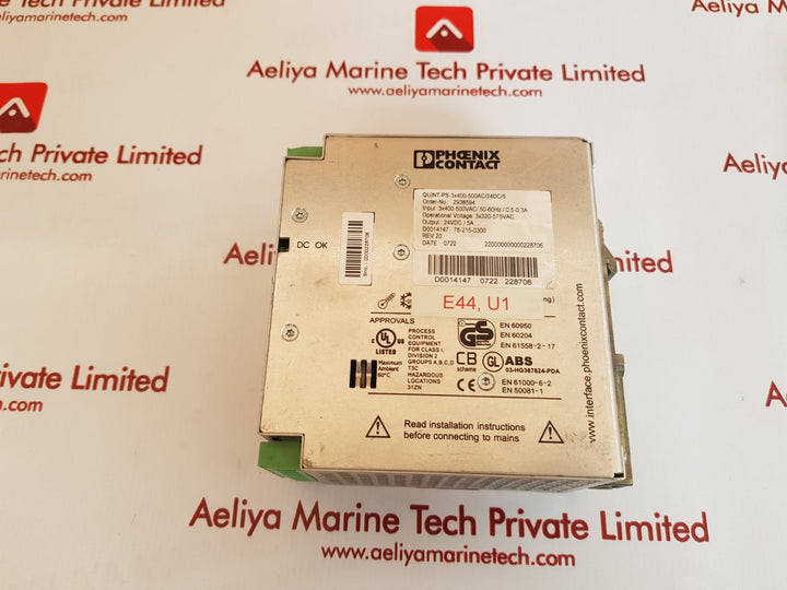Phoenix Contact Quint-ps-3X400-500Ac/24Dc/5 Power Supply Dc 24V 5A Rev 20