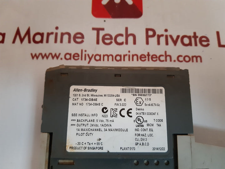 Allen-bradley 1734-ob4e ser.c input module with 1734-mb ser.a mounting base