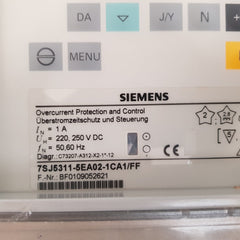 Siemens 7Sj5311-5Ea02-1Ca1/Ff Overcurrent Protection And Control Relay