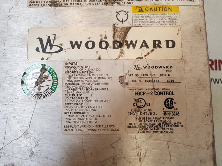 Woodward 8406-120 Egcp-2 Digital Control Rev G