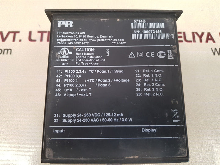 Pr electronics 5714b programmable led indicator 125-12 ma