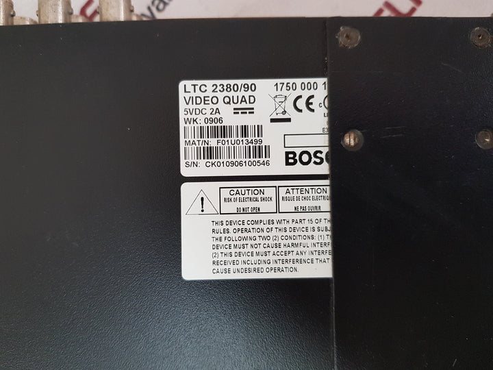 Bosch Ltc 2380/90 Digital Video Quad Processor 5Vdc 2A
