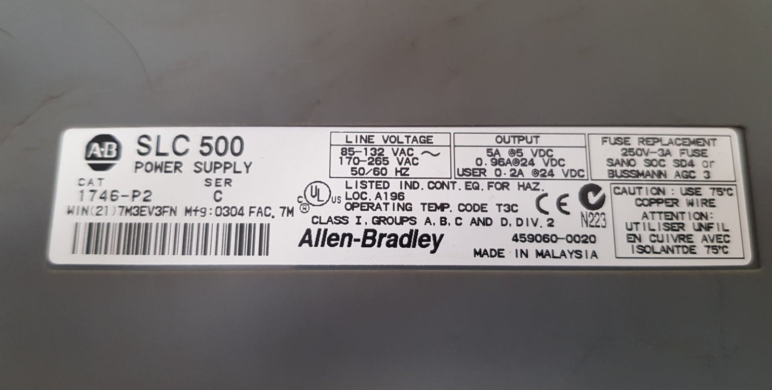 Allen-bradley Slc 500 1746-p2 Ser.C Power Supply