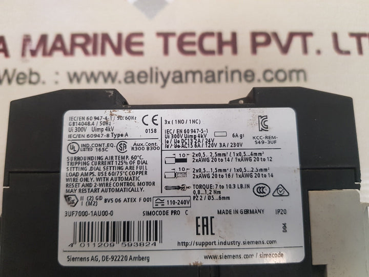 Siemens 3Uf7000-1Au00-0 Simocode Pro C Motor Protection Unit 110-240V