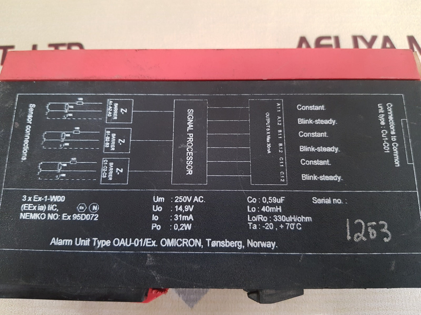 Omicron Oau-01/Ex Alarm Unit 250Vac