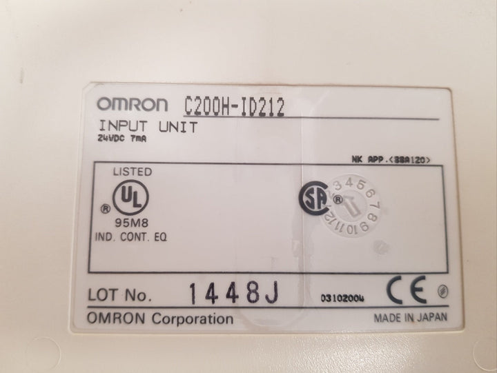 Omron C200H-id212 Input Unit 24Vdc 7Ma , 012Ch
