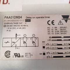 Carlo Gavazzi Paa01Dm24 Delay On Operate Timer 24-240 Vac/Dc 50-60Hz -1.5W (Dc)