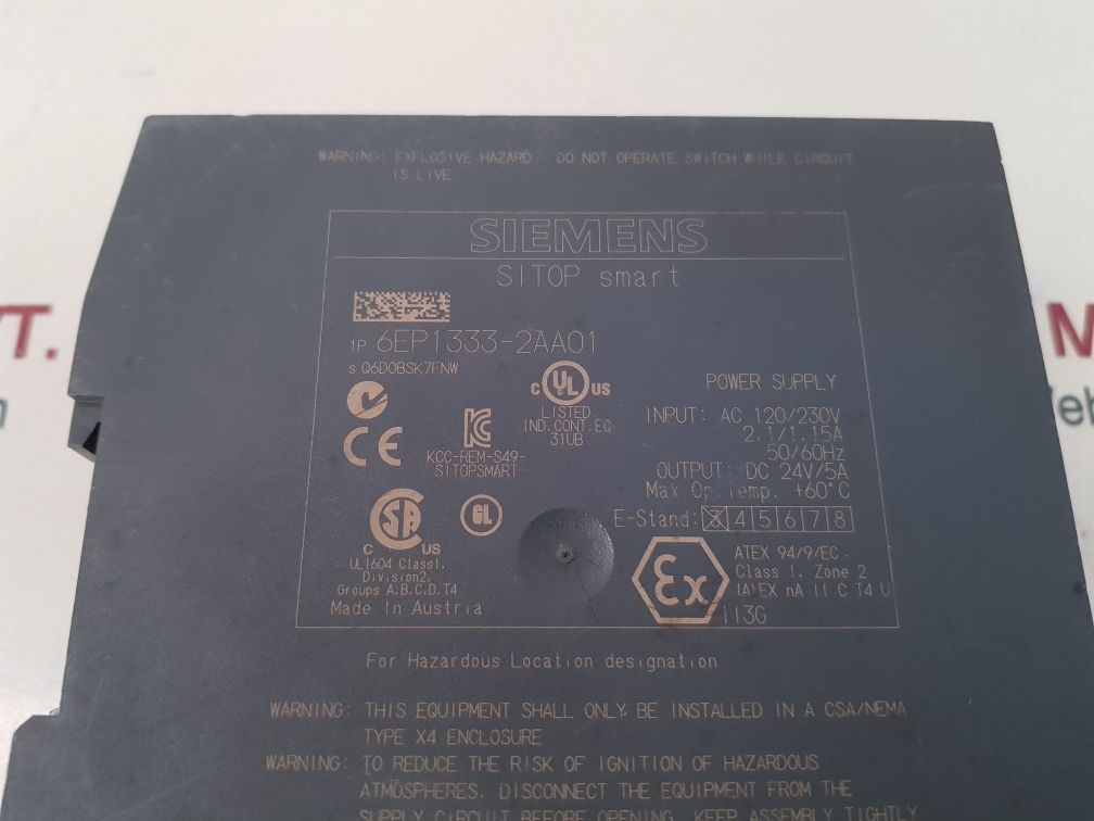 Siemens Sitop Smart 5A 6Ep1333-2Aa01 Power Supply Ac 120/230V