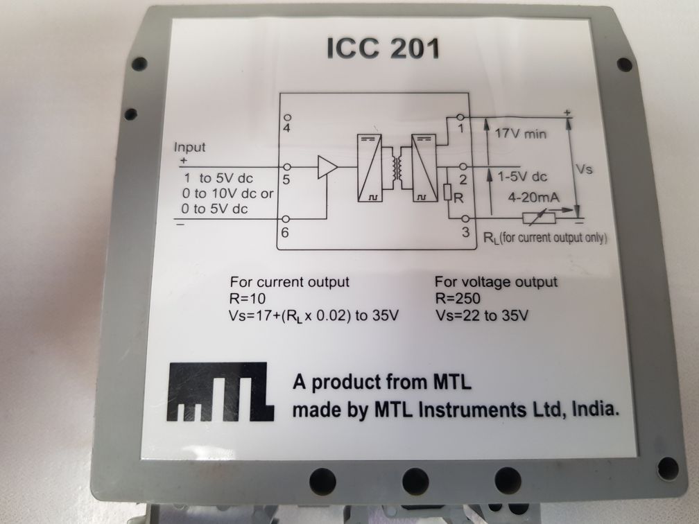 Mtl icc 201 voltage to current/voltage isolator icc201-i2-01
