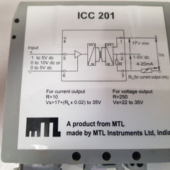 Mtl icc 201 voltage to current/voltage isolator icc201-i2-01