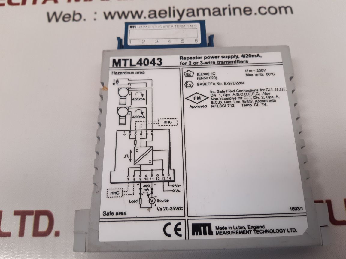 Measurement technology mtl 4043 repeater power supply Used