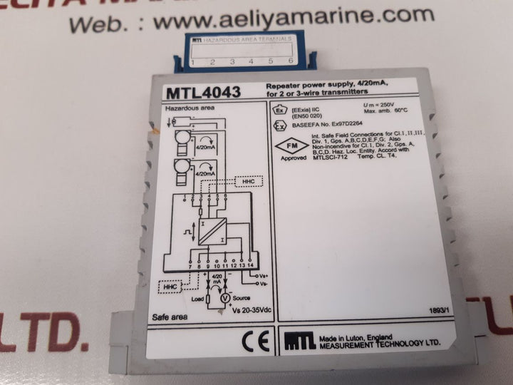Measurement technology mtl 4043 repeater power supply Used
