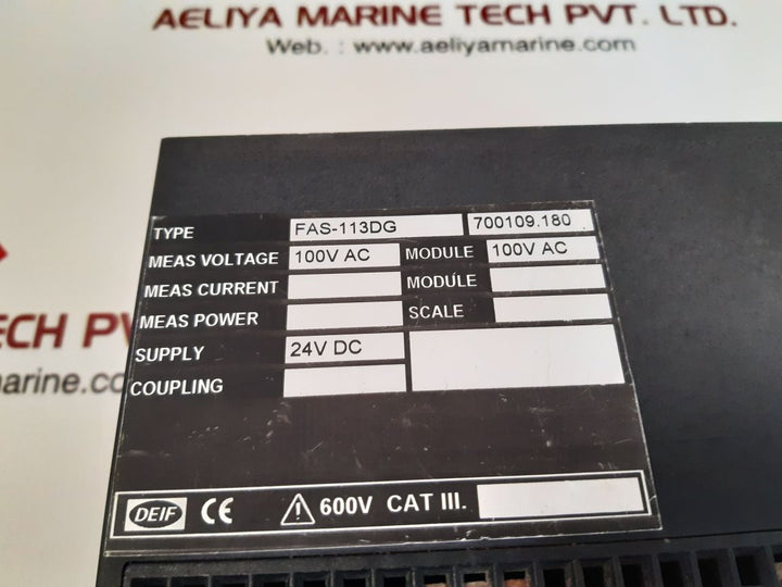 Deif Fas-113Dg Synchronisation & Circuit Breaker 700109.180 100Vac