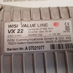 Wisi Vx 22 Value Line Amplifier 47-862 Mhz 35 Db 230 Vac 50/60 Hz Less Than 12 W