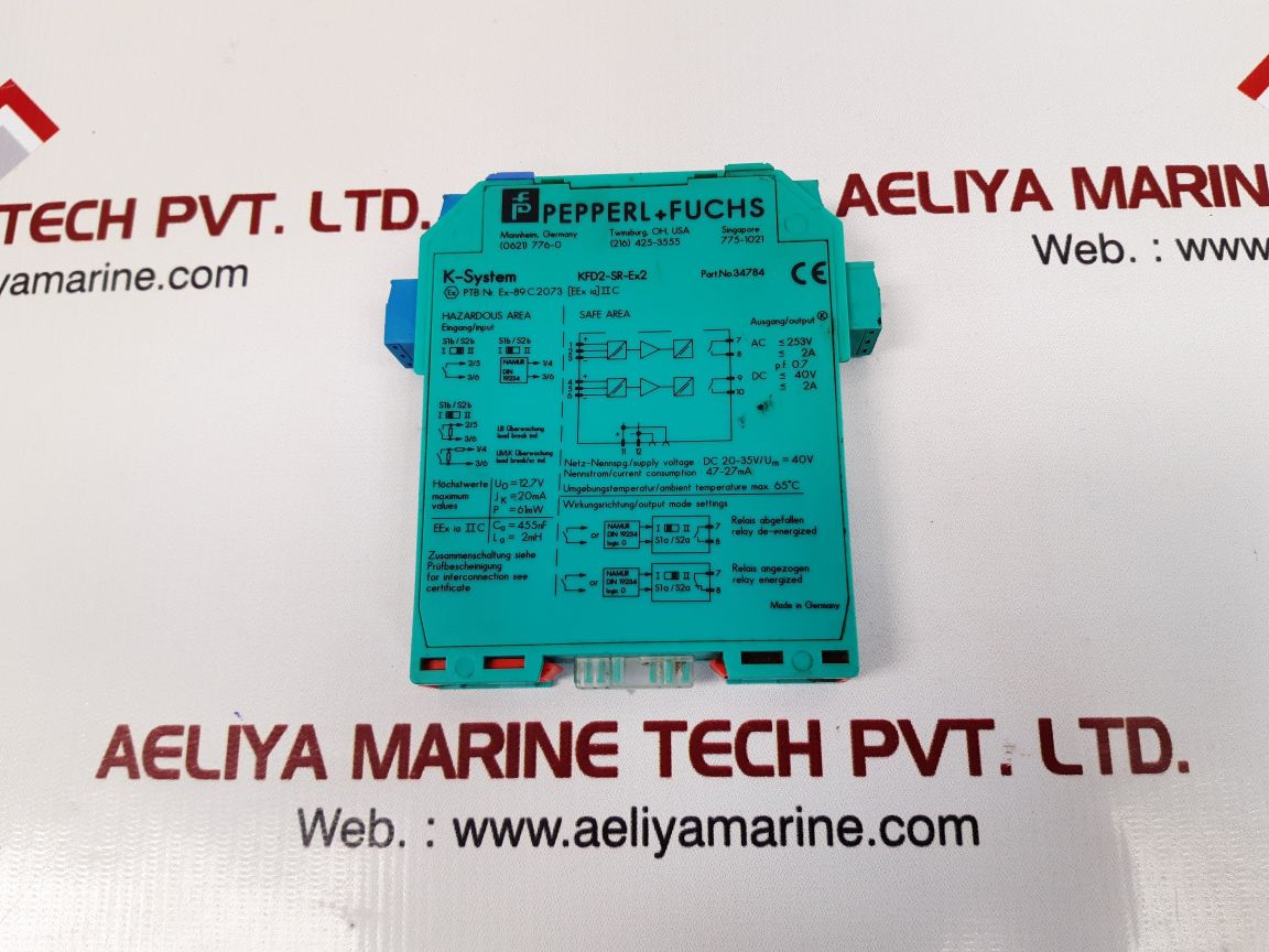 Pepperl+fuchs kfd2-sr-ex2 k-system safety relay module 34784